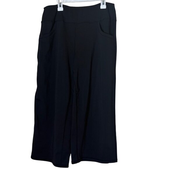 Promover Pants - Promover Women’s XL Black Wide Leg Cropped Pants Pull On Stretch Minimalist